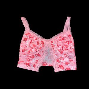 Lace Trim Mesh Cropped Cami